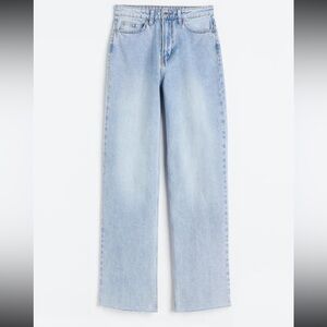 H&M Women's Ultra Wide Leg Jeans Raw Hem - Light Blue